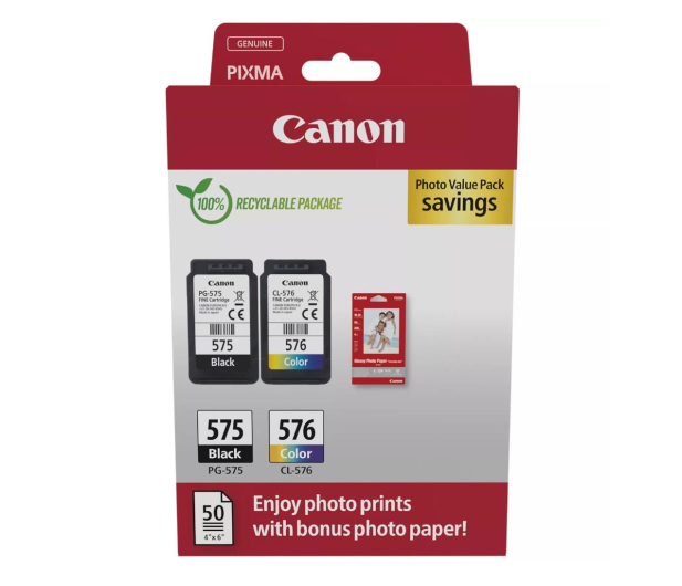 Canon Zestaw 2 tuszów PG-575 + CL-576 + papier foto 50 szt - 1227049 - zdjęcie